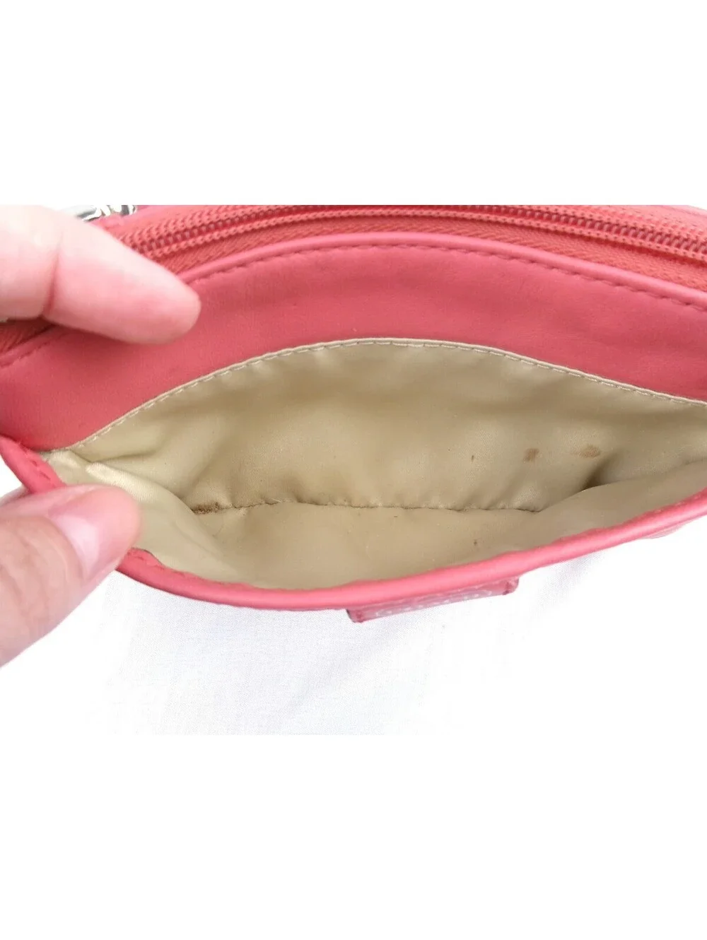 Authentic Coach Coral Pink Leather Wristlet Clutch Zip Pouch Hangtag